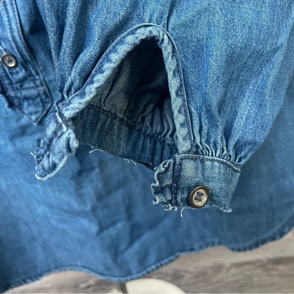 We The Free | Free People | Denim Chambray Henley Top Western Boho Casual